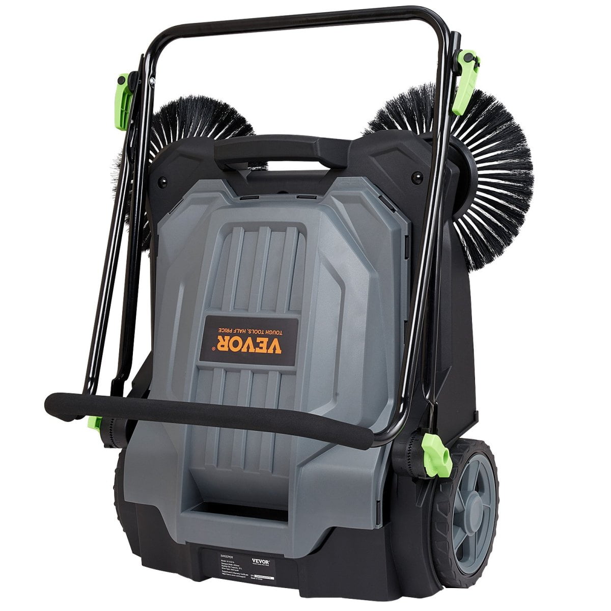 25.6" Walk-behind Hand Push Floor Sweeper - 5-Gallon Waste Container, Adjustable Folding Handle for Walkway Yard Garage Patio