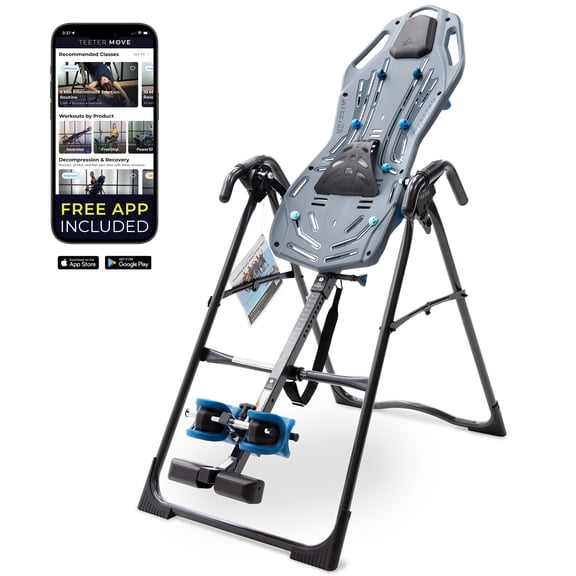 Teeter FitSpine X1 Inversion Table, Decompression Surface for Full-Body Stretch, Ergo Embrace Ankle Supports, Integrated Accessories, UL Safety Certified, Heavy-Duty 300 lb Capacity