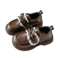 thumbnail image 3 of Viluyesy Spring Summer Girls Leather Mary Jane Shoes – Bow Accent, Lace Trim Princess Style Loafers with Soft Sole and Classic College-Inspired Design Brown Size 3, 3 of 9