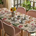 thumbnail image 3 of Beige Christmas Table Cloths for 8 Foot Rectangle Tables, Xmas Tree Balls Snowman Gingerbread Patio Waterproof Elastic Fitted Tablecloths, Washable Rectangular Table Cover for Camping, 3 of 8