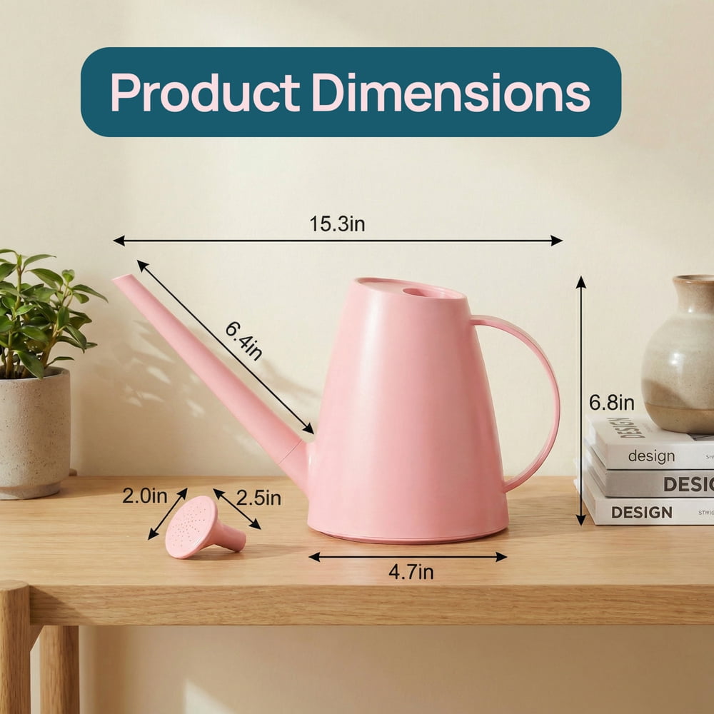 Plastic 1.8-liter Watering Can with Detachable Spout and Sprinkler Head for Easy Handling, Pink