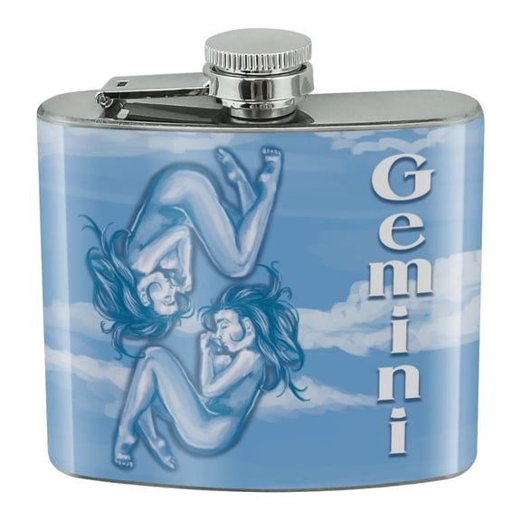 Gemini the Twins Zodiac Horoscope  Stainless Steel 5oz Hip Drink Kidney Flask