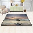 thumbnail image 2 of SKYSONIC 72x48in Beach Anchor Area Rug, Sea Sunset Birds Non-Slip Floor Carpet for Indoor Living Dining Room and Bedroom Area, 2 of 7