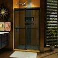 thumbnail image 2 of DreamLine Sapphire 44-48 in. W x 76 in. H Semi-Frameless Bypass Shower Door in Satin Black and Gray Glass, 2 of 9