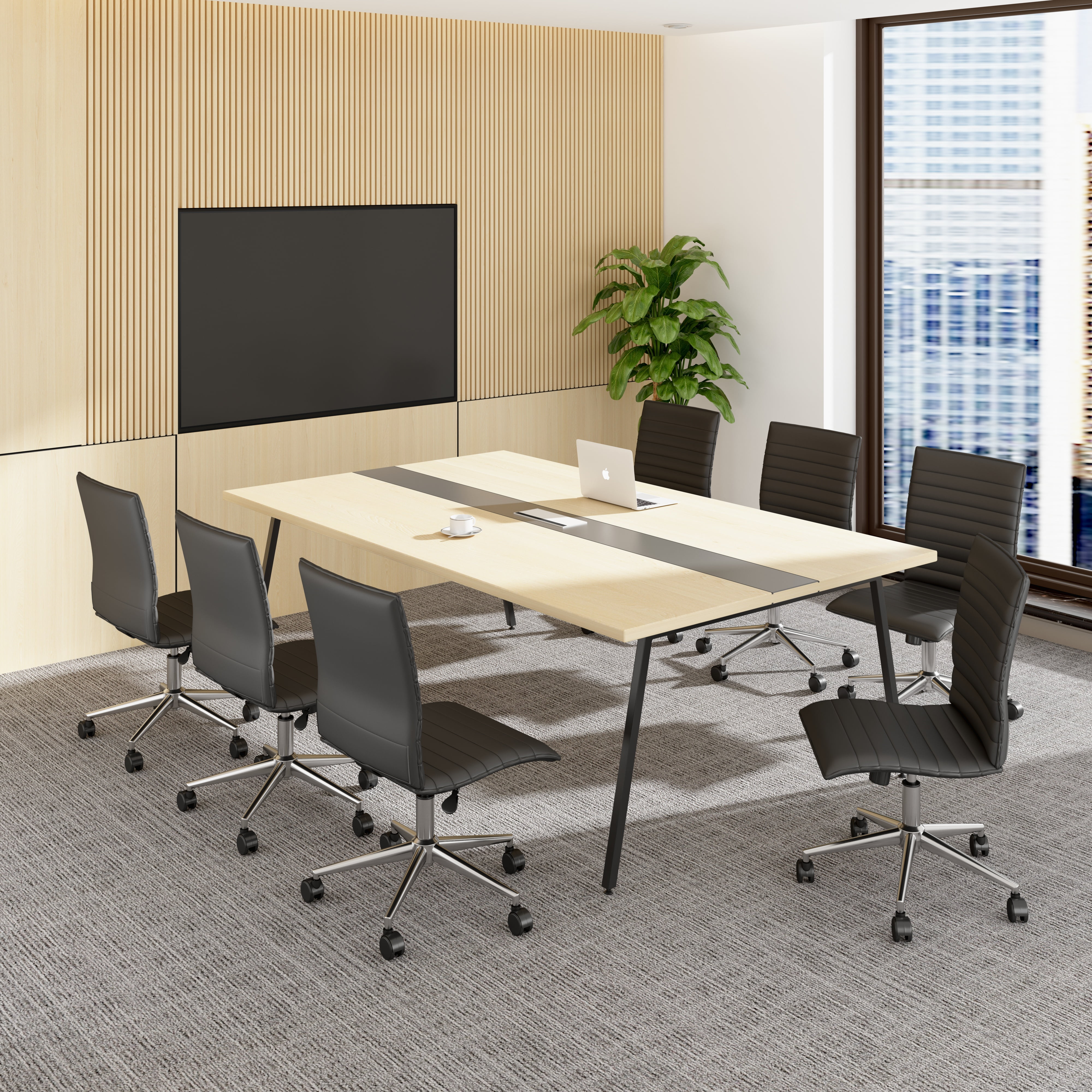 Boss Office Products Vinyl Armless Hospitality Task Chair with Casters, Black