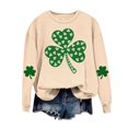 thumbnail image 4 of ZVAVZ T-Shirt de la Saint-Patrick pour Femmes, Manches 3/4, Trèfle Vert, Blouses Graphiques, Mode, Col Rond Vert, Patchwork Printanier, Décontracté, Beige, m, 4 of 5