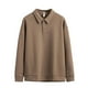 thumbnail image 1 of Blusa y camisa de manga larga con cuello vuelto para hombre, color liso, informal, holgada, con medio botón, manga larga, cuello vuelto, blusas de poliéster para hombre, 1 of 5