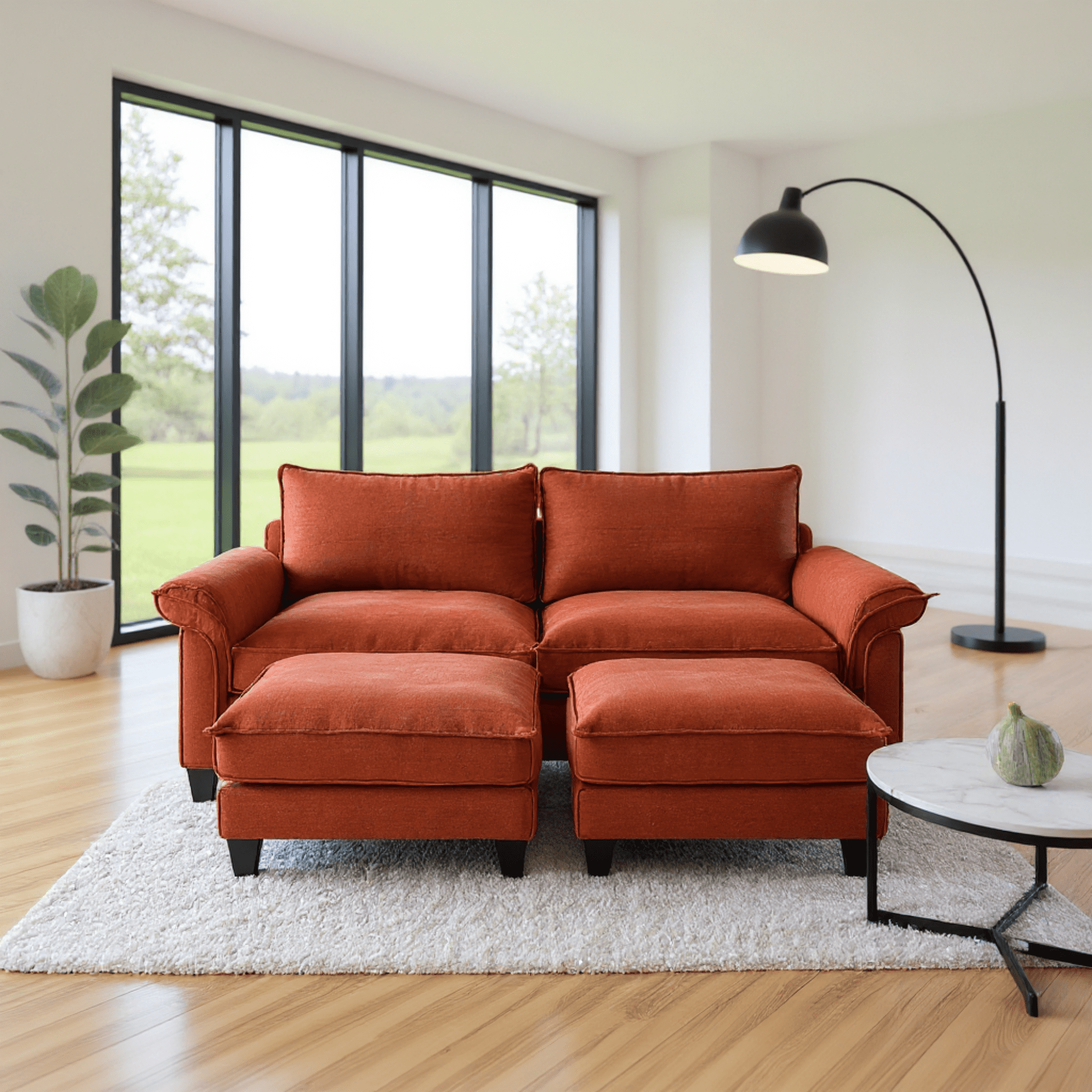 Gewnee Modular Cloud Sectional Sofa Deep Seat Oversized Loveseat with Ottoman Free Combination Modular 4 Seat Upholstered Convertible Couch Upholstered Sofa Bed Set