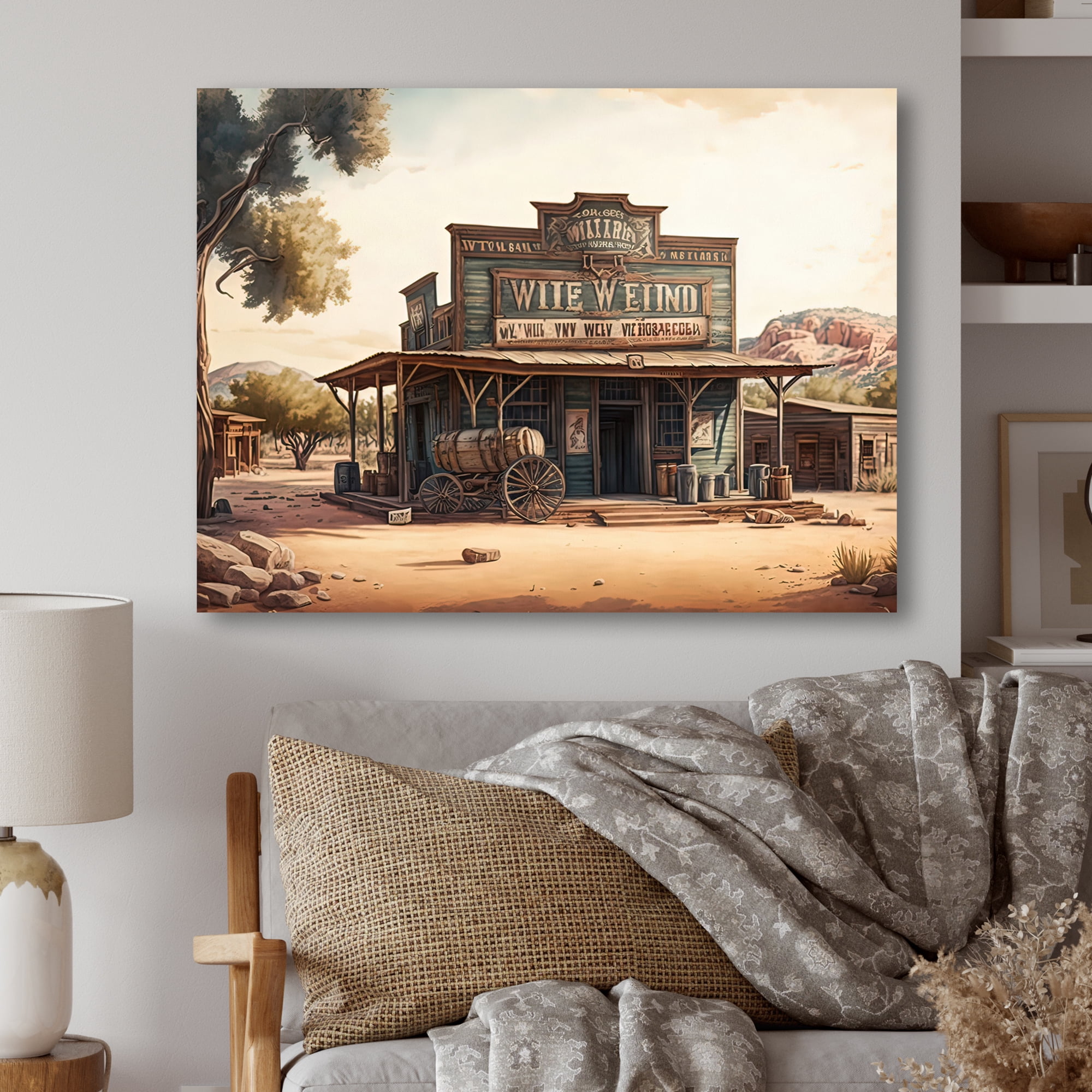 Designart Wild West Store Arizona Canvas Wall Art