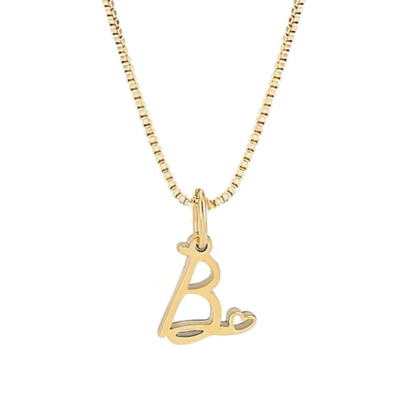 1pc Brass Chain & 304 Stainless Steel Letter Pendant Necklaces Lead Free & Nickel Free & Cadmium Free Golden Letter B 18.11 inch(46cm)~18.31 inch(46.5cm) Letter: 10.5~12.5x3~15.5mm