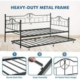 thumbnail image 6 of Twin Daybed with Trundle, Metal Trundle Bed, Sofa Bed Frame, Heavy Duty Metal Slats, for Living Room, Bedroom, Guest Room, Space Saving, Black, 6 of 7
