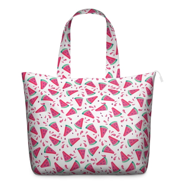 Weekender Bag with Tropical Watermelon Fresh Summer Prints Large Capacity Travel Tote Bag Lightweight with Cute Fruit Patterns Geometric Design
