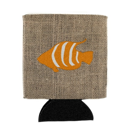 

Carolines Treasures BB1020-BL-OR-CC Fish Burlap and Orange BB1020 Can or Bottle Hugger Can Hugger multicolor