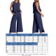 thumbnail image 3 of Trajes De Verano De 2 Piezas Conjuntos de pantalones de algodón de 2 piezas sin espalda para mujer, ropa diaria de pierna ancha (azul oscuro M) Kuymtek para Mujer Azul oscuro T L, 3 of 4