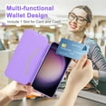 thumbnail image 4 of Petocase for Samsung Galaxy S23 Plus Case [RFID Blocking] with 2 Tempered Screen Protectors,Slim Folio Flip Cover PU Leather Wallet Cover with Build in Lens Protector Clear Soft TPU Back,Purple, 4 of 7