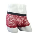 thumbnail image 5 of GHSOHS Mens Underwear Mesh Lace Boyshort Transparent Low Rise Short Leg Boxers for Men Valentines Day Briefs Underpants M, 5 of 7