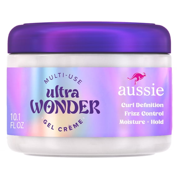 Aussie Ultra Wonder Gel Creme All-in-1 Moisturizing Styler, Hair Gel Curl Cream, 10.1 fl oz