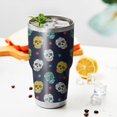 thumbnail image 3 of 30oz Navy Colorful Skull Pattern Tumblers Stainless Steel Tumbler with Lid and Straw,Vacuum Insulated Double Wall Travel Tumbler Cups Mug with Cleaning Brush for Coffee,Tea, 3 of 7