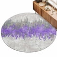 thumbnail image 2 of Round Area Rugs 5Ft, Purple Grey Abstract Non-Slip Washable Circle Rugs Carpet, Gradient Geometric Graffiti Modern Art Indoor Outdoor Rug Floor Mats Throw Runner for Bedroom Living Room Bathroom, 2 of 8