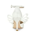 thumbnail image 2 of BLISSFUL STEP Women's Shoes Bow Tie Ankle Strap Stiletto Heel Pointy Toe Sandals White 7, 2 of 7