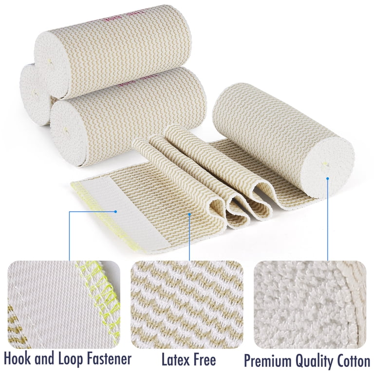 LotFancy Cotton Elastic Bandage Wrap, 4-Pack, 4" x 15' photo 5