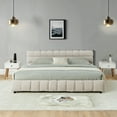 thumbnail image 6 of California King Size Upholstered Bed Frame, Chenille Fabric with Headboard & Storage Drawer, Beige (90.5''*80.5''*31''), 6 of 9