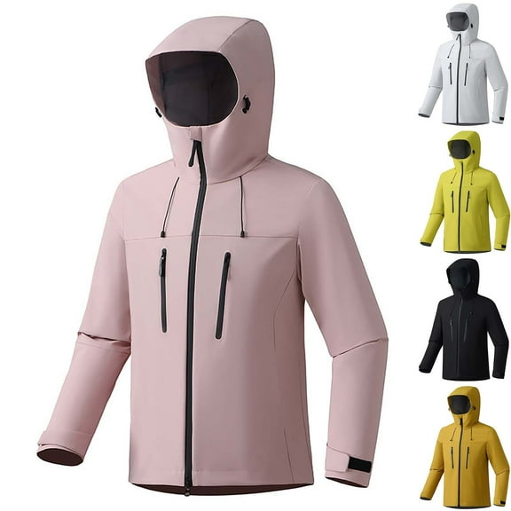 Sentmoon Women Jacket Breathable Waterproof Raincoats for Women with Hood Long Sleeve Solid Color with Zipper Womens Windbreaker Jackets Lightweight for Hiking, Camping & Everyday Use XS