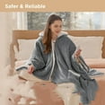 thumbnail image 6 of Heated Blanket Wearable Shawl - Electric Wrap Poncho Blanket Hoodie for Adult, Birthday Gifts for Mom Women, Sherpa Heating Throw with 4 Time Settings & 6 Heat Settings, 55x64 inches, Grey, 6 of 6
