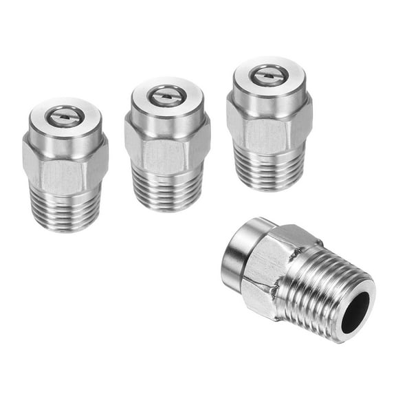 Uxcell 4pcs Surface Clean Tip 25 Degree 1/4 Inch NPT Male 1.449 Orifice 4000 PSI Stainless Steel Threaded Pressure Washer Spray Nozzles for Water gun Water Broom