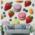 thumbnail image 4 of Orinice Macaroons Pastries Strawberries Tapestry Wall Hanging Unique Style Graphic Tapestries Home Wall Decor Art for Living Room Bedroom Apartment Farmhouse Dorm Wall Art 40x30inch, 4 of 6
