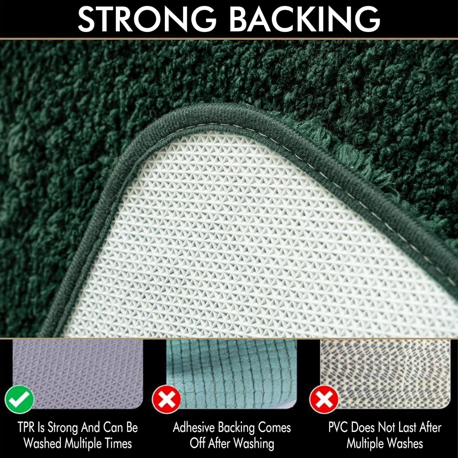 Dark Green Bathroom Rugs Set 2 Piece, Non Slip Bath Mat with Absorbent Microfiber, Ultra Soft Thick Rugs for Bathroom Floor Tub Shower Christmas Decor, Machine Washable (16 x 24 Inches)