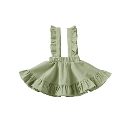 

Suanret Toddler Baby Girls Corduroy Ruffle Suspender Skirt Strap Overalls Skirt Tutu Dress Fall Clothes Pea Green 4-5 Years