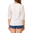thumbnail image 3 of Allegra K Blouse Décontractée à Manches 3/4 Transparentes pour Femmes TG Beige, 3 of 7