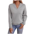 thumbnail image 2 of Pull Col Rond pour Femmes Mode Décontractée Col en V Boutons Cardigan à Manches Longues d'Hiver Pull Tricoté Veste Pull S-57 Gris S, 2 of 9