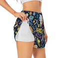 thumbnail image 3 of Lsque Colorful Space Printed Women's Running Shorts with Liner Pockets,Elastic Quick Dry Workout Athletic Gym Yoga Shorts,Womens High Waist Shorts-Large, 3 of 9