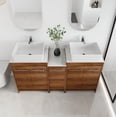 thumbnail image 2 of BNK 60 Inch Freestanding Bathroom Vanity with White Ceramic Sink, Modern Floor Standing Bathroom Vanity Set, Single Bathroom Vanity and Sink Combo, with 5 Doors, 2 of 10