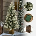thumbnail image 3 of 4Ft Pre-Lit LED Battery-Operated with Timer Artificial Flocked Fir Christmas Tree with Square Planter, 3 of 20