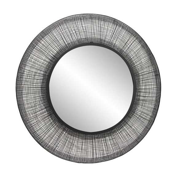 DecMode 40" x 40" Black Wire Mesh Abstract Wall Mirror