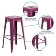 thumbnail image 6 of Home Square 30" Metal Backless Bar Stool in Purple - Set of 3, 6 of 10