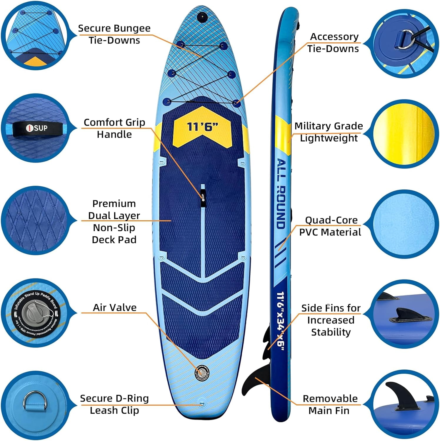 Inflatable Stand Up Paddle Boards, with SUP Paddle Board Accessories, Wide Stable Design, Non-Slip Comfort Deck for Youth & Adults