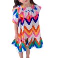 thumbnail image 4 of HUITKMM Girls Dresses Kids Girls Floral Loose Short Sleeve Wavy Sweet Dress Dress, 4 of 9