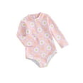 thumbnail image 2 of Aojekbee Baby Girl Swimsuit Long Sleeve Round Neck Flower Print Zip Up Bathing Suit Infant Toddler Beach Wear for Summer Spring, 2 of 9