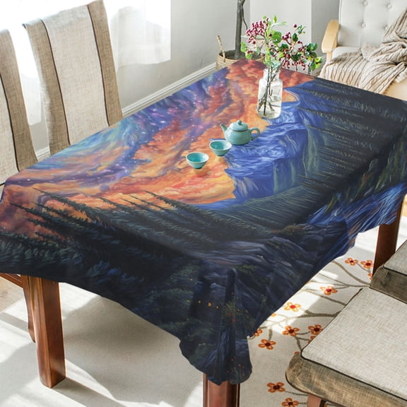 Yayeee Tablecloths for Rectangular Tables 54 x 54 inch Party Table Cover, Mountains and Forests