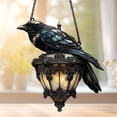 thumbnail image 4 of Dserhfy Raven on Lantern Suncatcher Decoration Indoor Outdoor Gothic Halloween Crow on Lamp Stained Glass Acrylic Hanging Ornament Pendant, 4 of 7