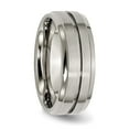 thumbnail image 4 of Diamond2Deal Titanium Brushed and Polished 8mm Grooved Ridged Edge Men's Band Size 9, 4 of 5