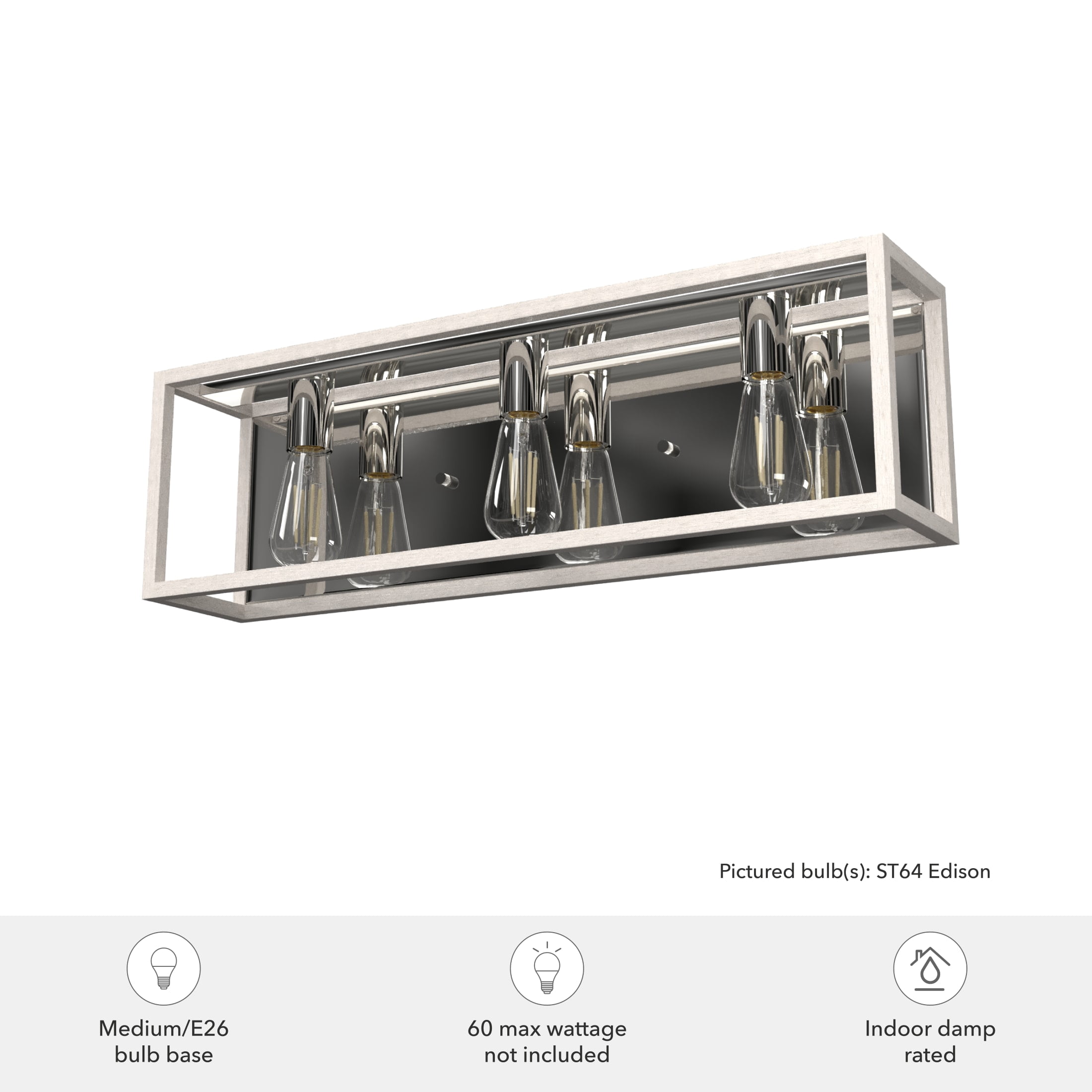 Hunter - Squire Manor 3-light Distressed White, Medium Size Vanity Light, Dimmable, Modern Style, for Bedrooms, Dining, Living Rooms - 19036
