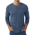 thumbnail image 3 of GRIUNS Mens Henley Shirts Long Sleeve T-Shirt Casual Classic Soft Stretch Pullover Tees Navy Blue L, 3 of 8