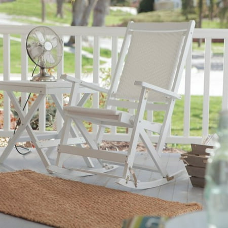 Willow Bay Folding Resin Wicker Rocking Chair - White