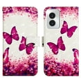 thumbnail image 2 of SaniMore Magnetic Flip Wallet Case for Motorola Moto G 5G 2023/G Power, RFID Blocking Card Holder Painted Pattern PU Leather Cover Kickstand Wrist Strap Shockproof Protective Shell, Rose Butterfly, 2 of 6