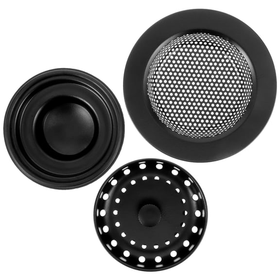 NUOLUX 1Set Black Stainless Steel Sink Strainer Set For Households Use Metal Sink Drain Strainer